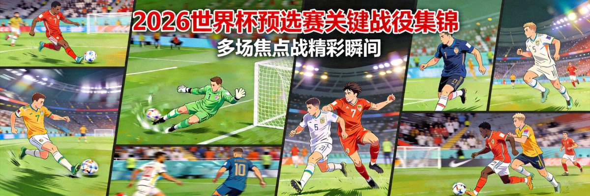 2026世界杯预选赛关键战役集锦，包含多场比赛的精彩瞬间拼贴