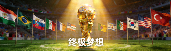 世界杯冠军奖杯金光闪闪，象征所有球队的终极梦想